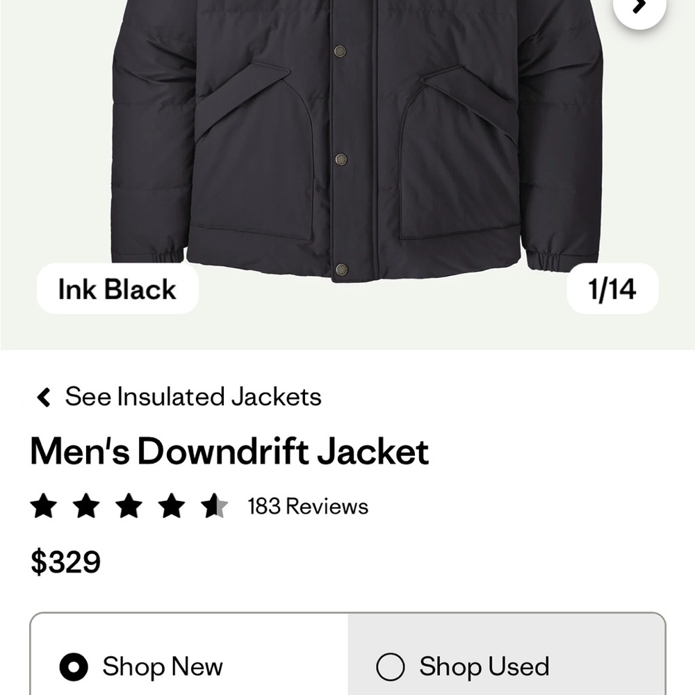 Patagonia Men's Black Down Jacket